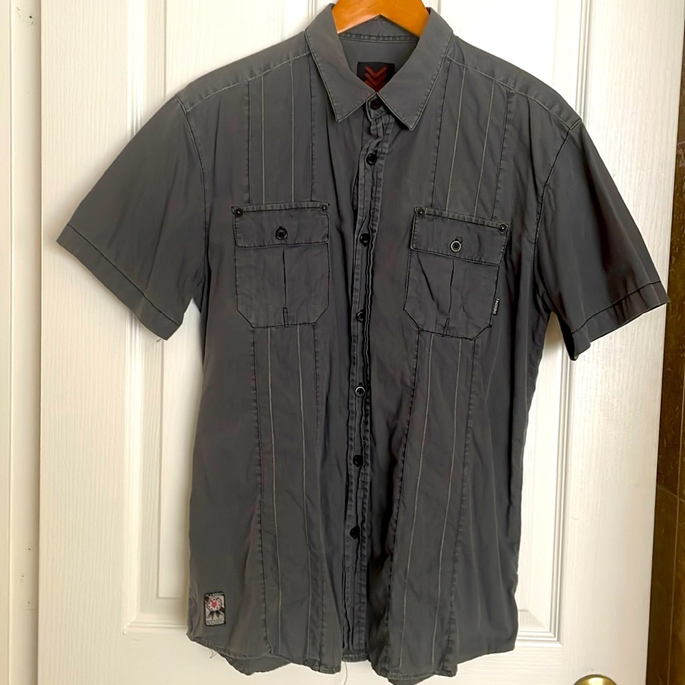 One90One  Gray over stitched s/s shirt